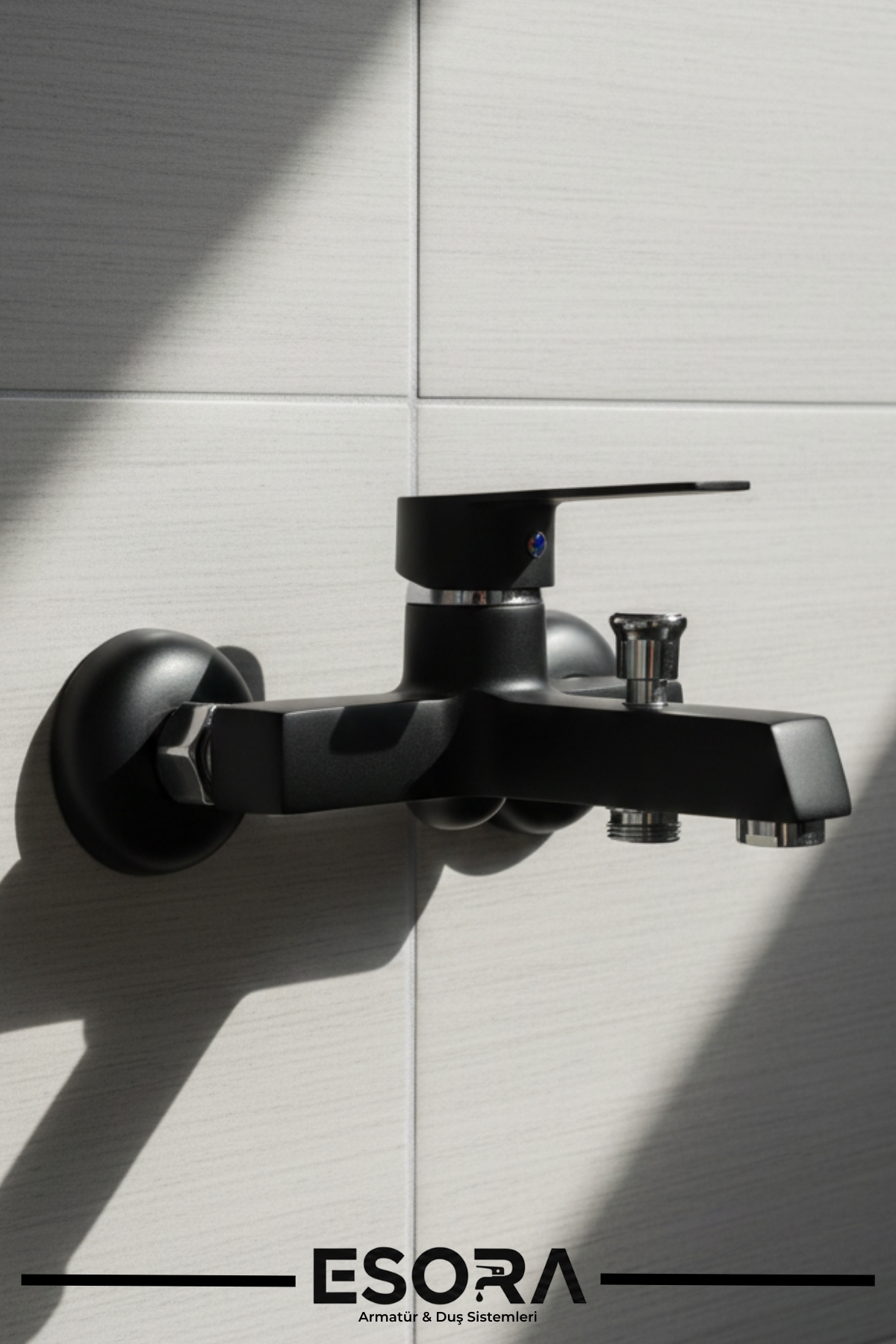 Lüx mat siyah kare tasarım ağır gövde banyo duş bataryası ve musluğu