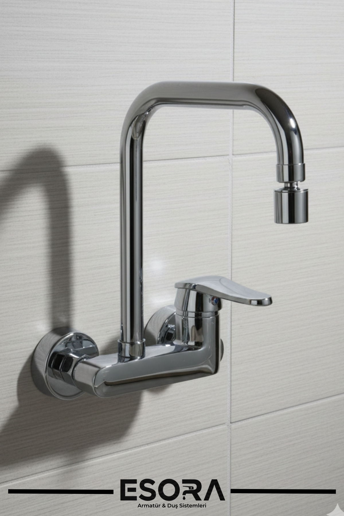 Köşe Borulu Duvardan Oynar Borulu Mutfak Bataryası – Çift Su Girişli Aç-Kapa Mix Musluk (Garantili)