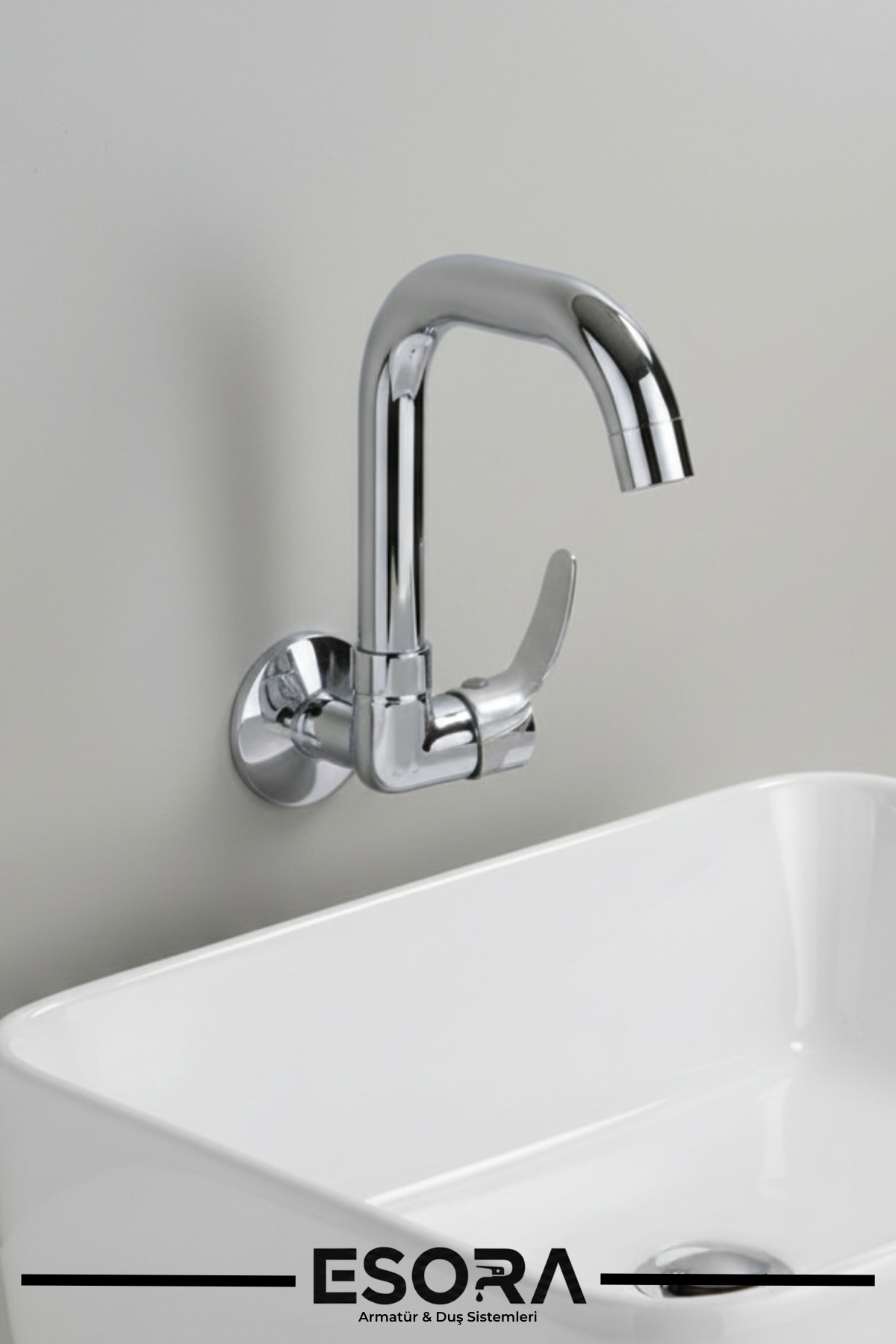 Duvardan Tek Su Girişli Köşe Borulu Lavabo Musluğu – Mix Model (Aç-Kapa) Soğuk Su Bataryası