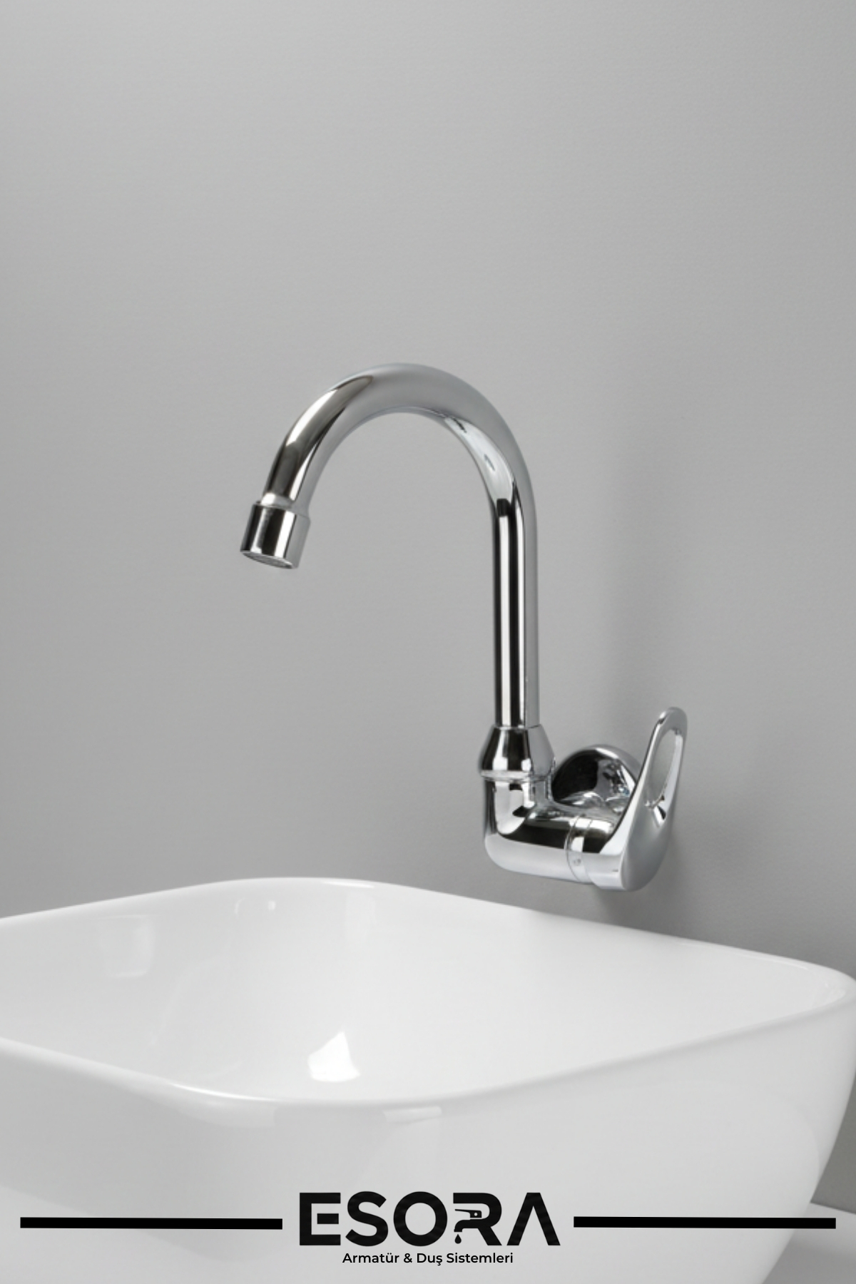 Duvardan Tek Su Girişli Mutfak Bataryası – Baston Borulu Mix Model (Sadece Soğuk Su)