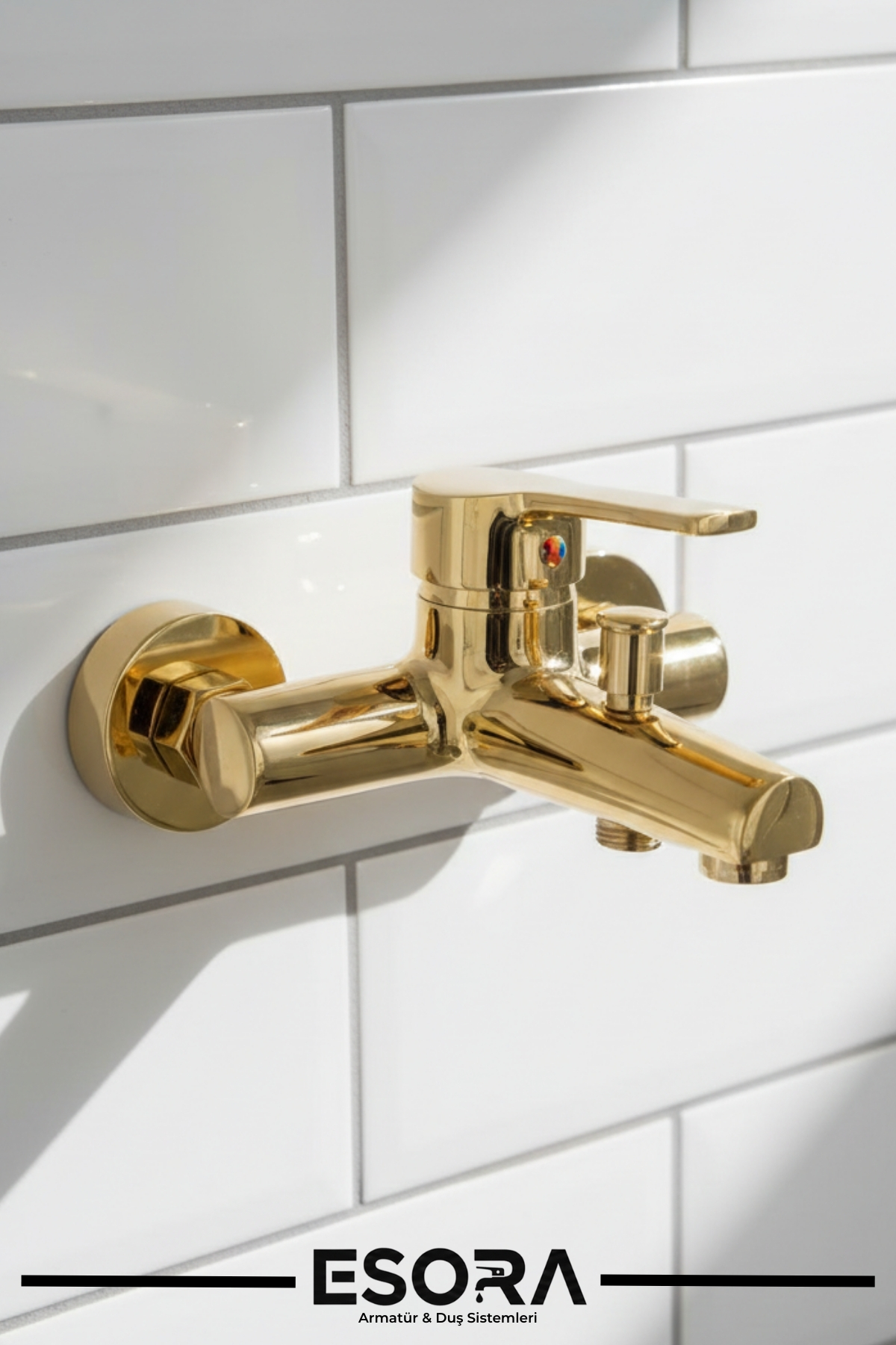 Yerli üretim pirinç gövde parlak gold altın banyo duş bataryası ve musluğu