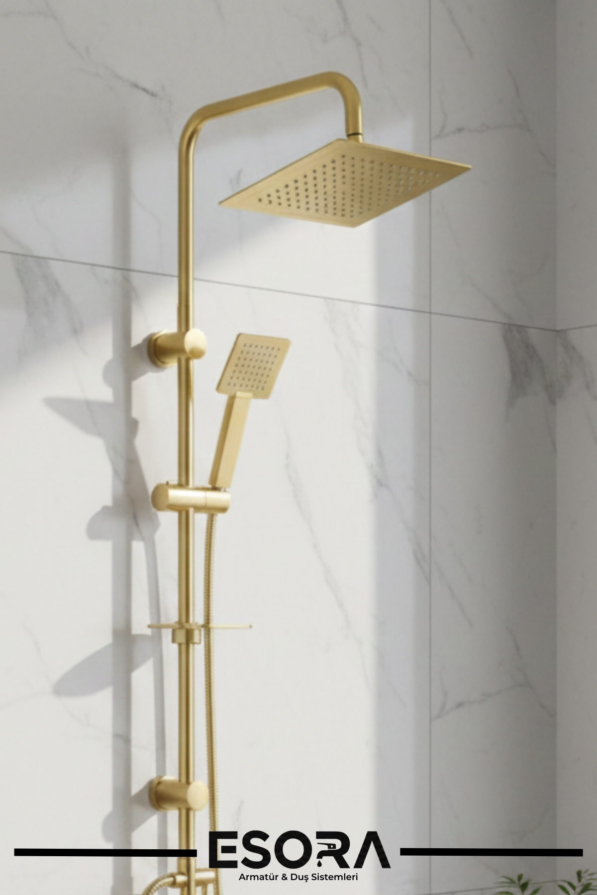 Lüks Gold Kare Robot Duş Seti – Çok Fonksiyonlu Yağmurlama Tepe Duş Takımı