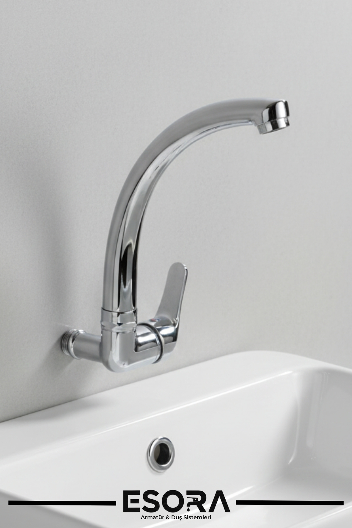 Duvardan Tek Su Girişli Mix Borulu Mutfak ve Lavabo Bataryası (Sadece Soğuk Su)